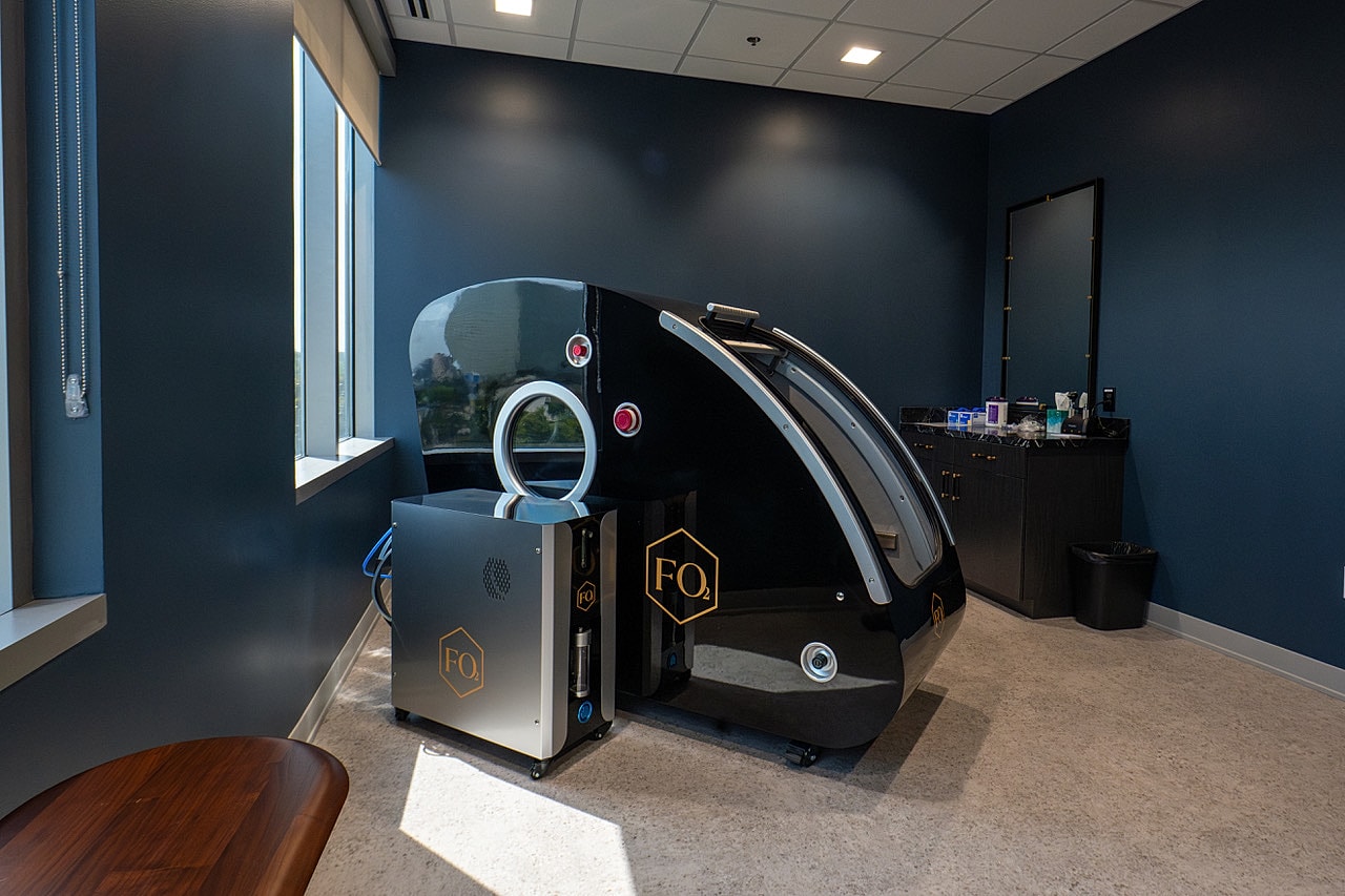 Modern therapy booth in a clinical setting.